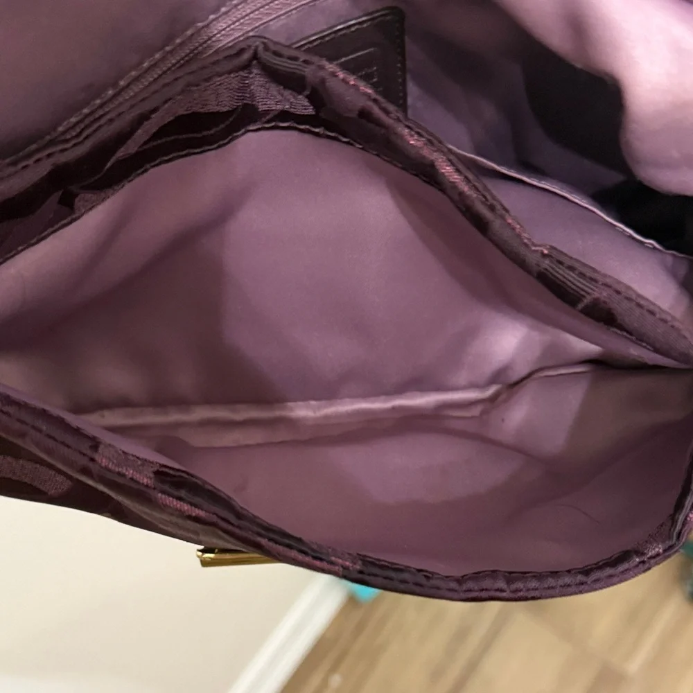 Coach Plum Jacquard Hobo Bag with Gold Hardware